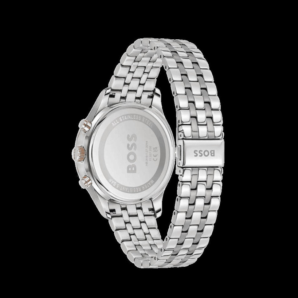 BOSS Orologio Cronografo Uomo Avery: Cassa 42mm In Acciaio, Quadrante Blu Effetto Sole E Cinturino In Pelle Nera