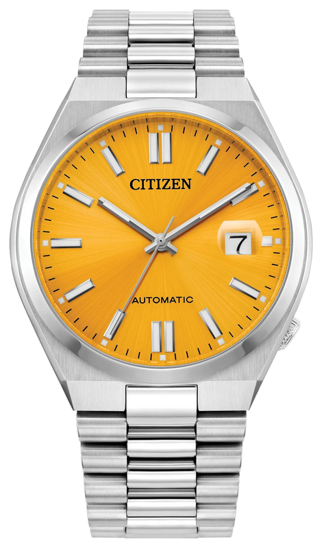 Citizen Tsuyosa Automatic Yellow Dial Silver Steel Strap Watch for Men - NJ0150-56Z