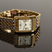 Tory Burch Eleanor White Dial Tri Tone Steel Strap Watch for Women - TBW1078