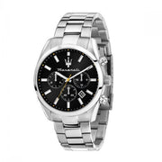 Maserati Attrazione Chronograph Black Dial Silver Steel Strap Watch for Men - R8853151010