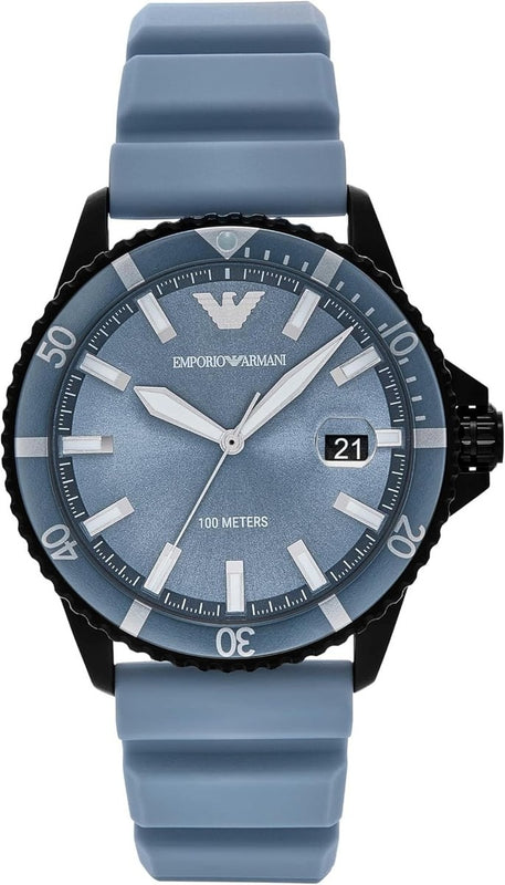 Emporio Armani Sea Explorer Divers Blue Dial Blue Silicone Strap Watch for Men - AR11685