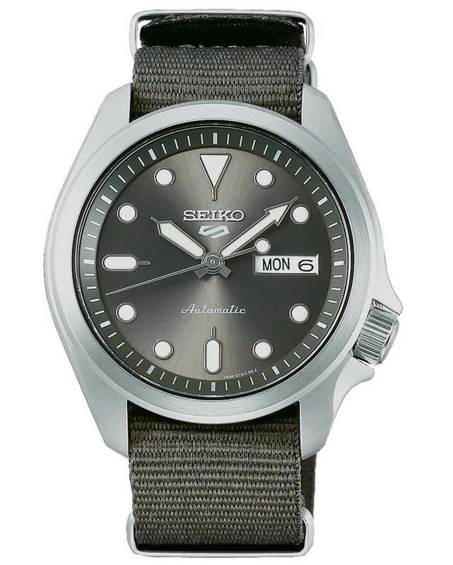 Seiko 5 Sports Automatic Grey Dial Grey Nylon Strap Watch for Men - SRPE61K1