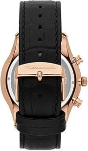 Maserati Tradizione Chronograph Black Dial Black Leather Strap Watch for Men - R8871646001