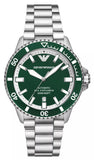 Emporio Armani Sea Explorer Green Dial Silver Steel Strap Watch for Men - AR60080