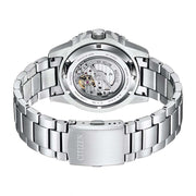 Citizen Mechanical Automatic Orange Dial Silver Steel Strap Watch for Men - NJ0128-80X