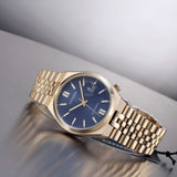 Citizen Tsuyosa 60 Automatic Blue Dial Rose Gold Steel Strap Watch for Men - NK0023-57L