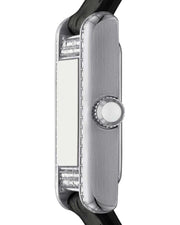 Emporio Armani Classic Crystals Silver Dial Black Leather Strap Watch for Women - AR11660