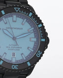 Emporio Armani Sea Explorer Turquoise Blue Dial Black Steel Strap Watch for Men - AR60084