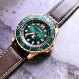 Citizen Mechanical Automatic Green Dial Brown Leather Strap Watch for Men - NJ0173-18X
