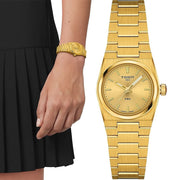 Tissot PRX 25mm Gold DIal Gold Steel Strap Watch for Women - T137.010.33.021.00