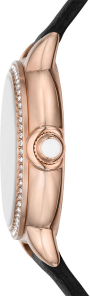 Emporio Armani Mia Mother of Pearl Dial Black Leather Strap Watch for Women - AR11598