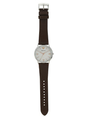 Emporio Armani Kappa Silver Dial Brown Leather Strap Watch for Men - AR11173