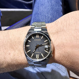 Citizen Tsuyosa Mechanical Grey Dial Silver Steel Strap Watch for Men - NJ0200-50E