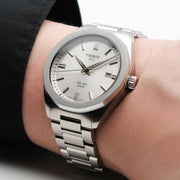 Tissot PRC 100 Solar Quartz Silver Dial Silver Steel Strap Watch for Men - T151.422.11.031.00