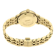 Seiko Presage Cocktail Time Automatic Diamonds Gold Dial Gold Steel Strap Watch for Women - SRE018J1