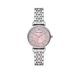 Emporio Armani Gianni T-Bar Pink Dial Silver Steel Strap Watch for Women - AR11686