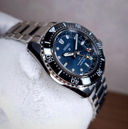 Seiko Prospex Diver Scuba Automatic Blue Dial Silver Steel Strap Watch for Men - SBEJ021