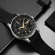 Maserati SFIDA Chronograph Black Dial Black Silicone Strap Watch for Men - R8871640005