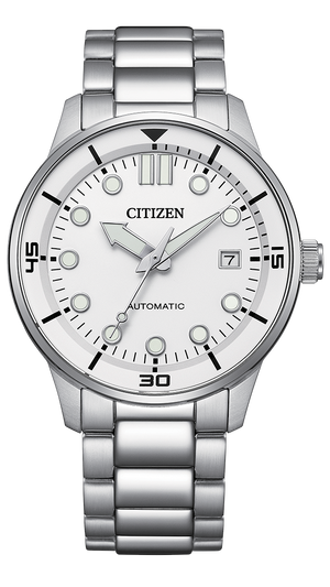 Citizen Mechanical Automatic White Dial Silver Steel Strap Watch for Men - NJ0191-83A