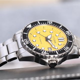 Citizen Mechanical Automatic Yellow Dial Silver Steel Strap Watch for Men - NJ0170-83Z