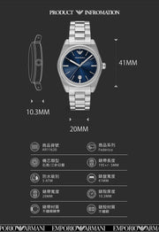 Emporio Armani Frederico Analog Blue Dial Silver Steel Strap Watch for Men - AR11620