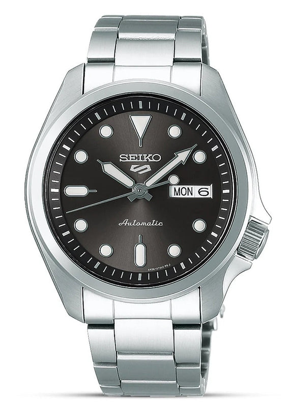 Seiko 5 Sports Automatic Grey Dial Silver Steel Strap Watch for Men - SRPE51K1