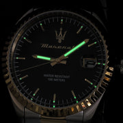 Maserati Competizione Black Dial Two Tone Steel Strap Watch for Men - R8853100042