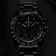 Seiko Prospex Speedtimer The Black Series Limited Edition Black Dial Black Steel Strap Watch for Men - SSC917