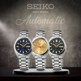 Seiko 5 Sports Automatic Gold Dial Silver Steel Strap Watch for Men - SRPL59K1