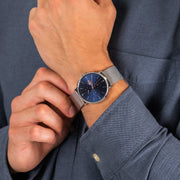 Lacoste Moon Multifunction Blue Dial Silver Mesh Strap Watch for Men - 2011024