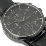 Hugo Boss Aeroliner Chronograph Black Dial Black Leather Strap Watch for Men - 1512567