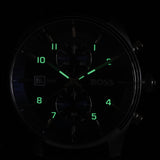 Hugo Boss Skytraveller Chronograph Blue Dial Brown Leather Strap Watch for Men - 1514194