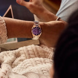 Citizen Tsuyosa Automatic Purple Dial Silver Steel Strap Watch for Men - NJ0200-50W