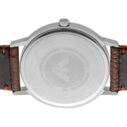 Emporio Armani Kappa Silver Dial Brown Leather Strap Watch for Men - AR11173