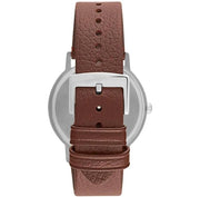Emporio Armani Kappa Silver Dial Brown Leather Strap Watch for Men - AR11173