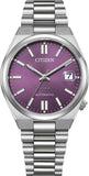 Citizen Tsuyosa Automatic Purple Dial Silver Steel Strap Watch for Men - NJ0200-50W
