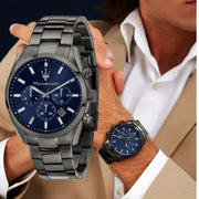 Maserati Attrazione Chronograph Blue Dial Grey Steel Strap Watch for Men - R8853151012