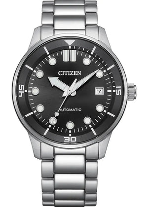 Citizen Mechanical Automatic Black Dial Silver Steel Strap Watch for Men - NJ0191-83E