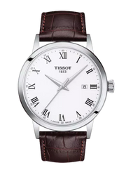 Tissot T Classic Dream Quartz White Dial Brown Leather Strap Watch for Men - T129.410.16.013.00