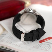Hugo Boss Runner Chronograph Black Dial Black Silicone Strap Watch for Men - 1514141