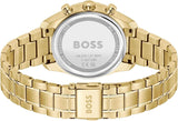 Hugo Boss Grand Tour Chronograph Gold Dial Gold Steel Strap Watch for Women - 1502768