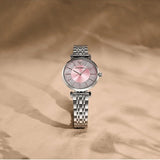 Emporio Armani Gianni T-Bar Pink Dial Silver Steel Strap Watch for Women - AR11686