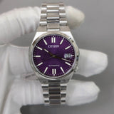Citizen Tsuyosa Automatic Purple Dial Silver Steel Strap Watch for Men - NJ0200-50W