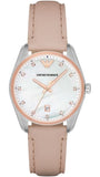 Emporio Armani Tazio Mother of Pearl Dial Pink Leather Strap Watch for Women - AR6133