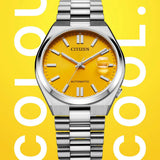 Citizen Tsuyosa Automatic Yellow Dial Silver Steel Strap Watch for Men - NJ0150-56Z