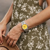 Citizen Tsuyosa Automatic Yellow Dial Silver Steel Strap Watch for Men - NJ0150-56Z