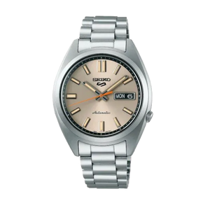 Seiko 5 Sports SNXS Series Automatic Beige Dial Silver Steel Strap Watch for Men - SRPK91K1