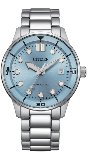 Citizen Mechanical Automatic Light Blue Dial Silver Steel Strap Watch for Men - NJ0191-83L