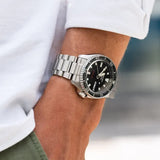Seiko 5 Sports SKX Automatic Black Dial Silver Steel Strap Watch for Men - SRPL85K1