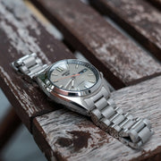 Seiko 5 Sports SNXS Series Automatic Beige Dial Silver Steel Strap Watch for Men - SRPK91K1